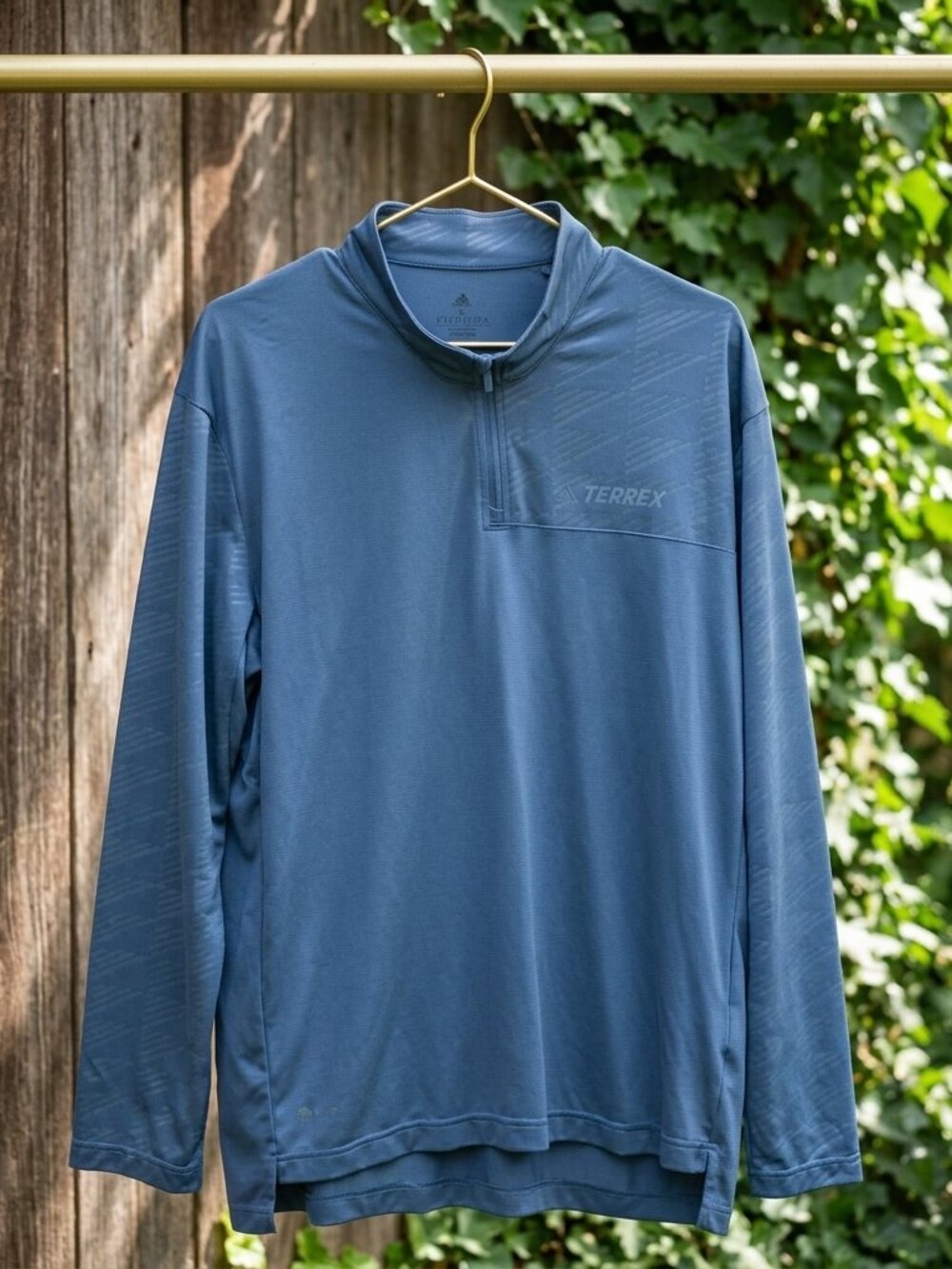 Adidas Terrex Men XL Blue Long Sleeve Sports Quarter 1/4 Zip Long Sleeve Outdoor